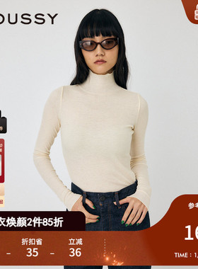 MOUSSY 冬季新品简约基础款多色高领修身针织衫010HAS80-9341