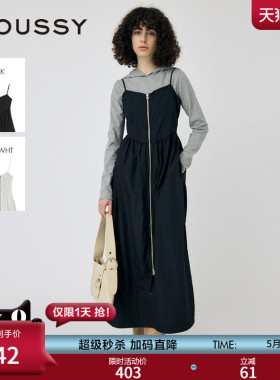 MOUSSY 春季新品机能风金属拉链开襟吊带连衣裙010IS633-4141