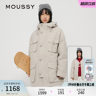 春季 工装 MOUSSY 新品 2141 风中性猎装 连帽夹克外套棉服女028HAA30