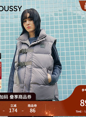 MOUSSY 2025秋季新品城市运动风绑带设计羽绒马甲女028IAC30-1084