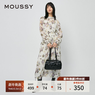 艺术印花茶歇裙连衣裙女028HAA30 新中式 1921 新品 MOUSSY秋季