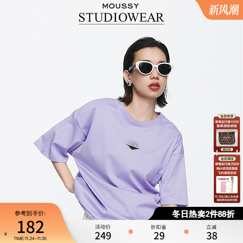 MOUSSY涂鸦印花短袖T恤