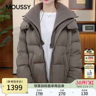 moussy秋季新品慵懒风连帽短款90面包羽绒服028IAC30-1099