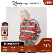 米奇图案LOGO圆领针织毛衣女010GAL70 MOUSSY 迪士尼合作款 5080