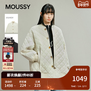 MOUSSY 2025秋季新品法式慵懒风菱格棉服夹克外套女028IAA30-2141