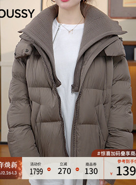 moussy2025秋季新品慵懒风连帽短款90面包羽绒服028IAC30-1099