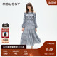 秋季 新品 水墨印花一字领吊带长款 MOUSSY 连衣裙028ISX33 1911