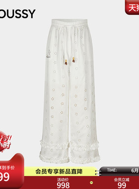 MOUSSY 潦草小狗系列2026夏季新品镂空绣花休闲裤女028JSZ01-1017
