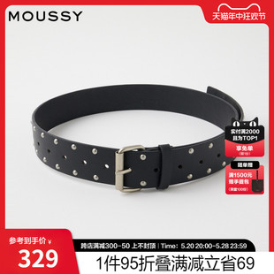 新品 金属朋克摇滚风方扣皮带腰带女010GA250 夏季 MOUSSY 6340