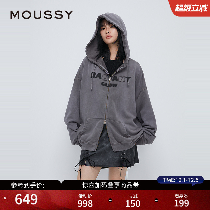 短款MOUSSY棉街头复古铜色拉链