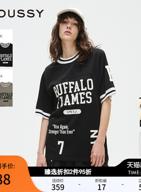 MOUSSY 春季新品街头篮球风字母印花短袖T恤女028ISA90-2001