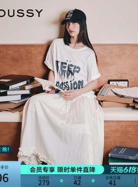 MOUSSY 早春潮流涂鸦风字母印花宽松短袖T恤028IAA90-1002