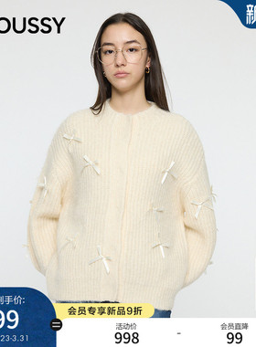 MOUSSY 2026春季新品温柔慵懒风灵落蝴蝶结针织开衫010IA370-8121