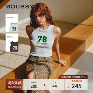 背心028ISA90 MOUSSY 街头辣妹撞色字母印花修身 新品 3601 2025夏季
