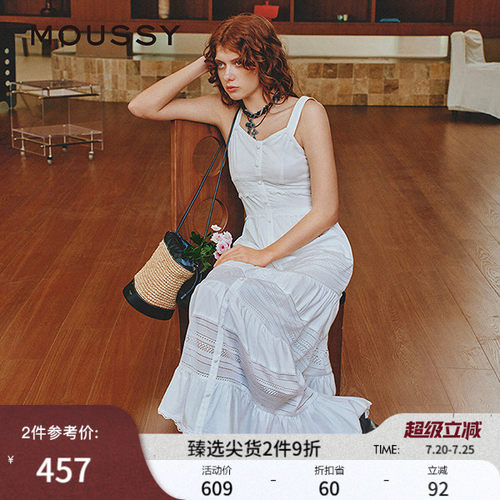 MOUSSY 夏季波西米亚风度假吊带连衣裙女028ISZ33-1301