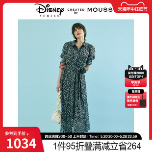 迪士尼联名米奇碎花优雅连衣裙010HSM30 MOUSSY 2024夏季 新品 0210