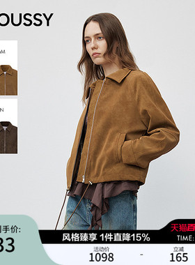 MOUSSY 春季新品复古风简约翻领长袖夹克外套女028IAA30-1028