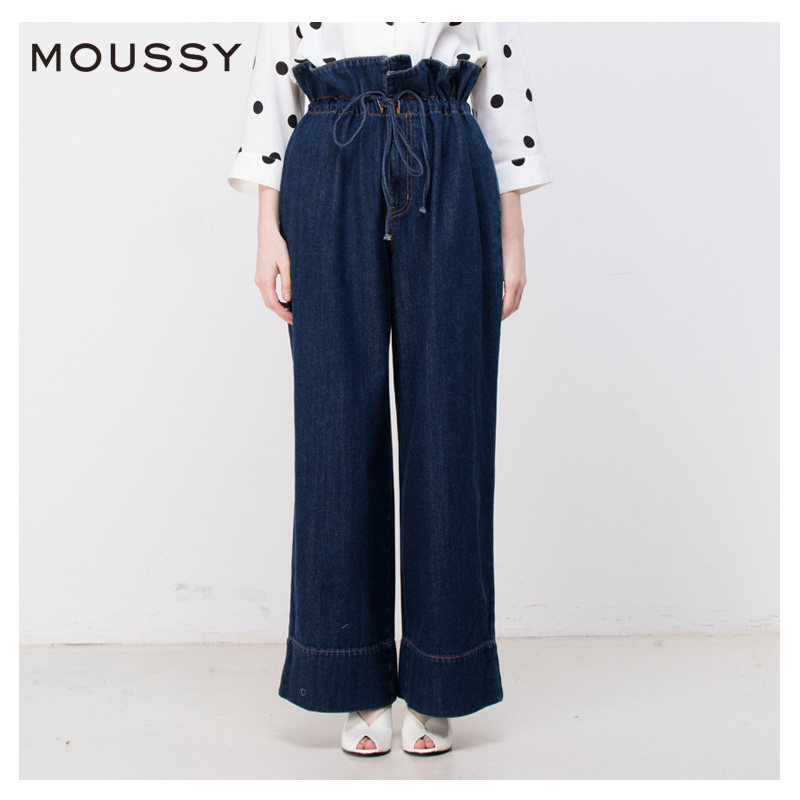 MOUSSY 春夏新品系带高腰牛仔阔腿裤长裤下装女 010BSH11-0030|msdalam kategori Butik wanita / wanita, seluar jeans - dari Buy2taobao.com untuk memberikan perkhidmatan ejen Taobao profesional membeli