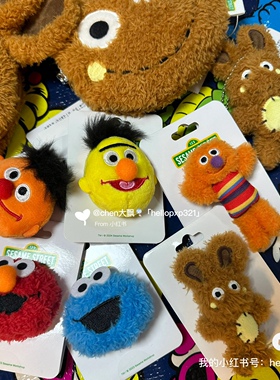 日本正品芝麻街商店艾莫elmo/饼干怪/伯特/厄尼/abby卡通毛绒别针