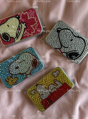 现货！日本本土采购 snoopy史努比卡通闪钻铁盒糖罐小物收纳盒