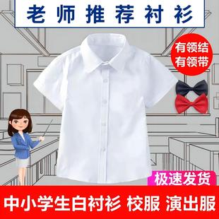 男童女童白色衬衣中大童表演出服小学生校服 校服短袖 夏季 儿童衬衫