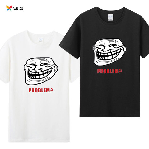 搞笑恶搞trollface短袖2025趣味搞笑恶搞巨魔脸喷子T恤纯棉衣服夏