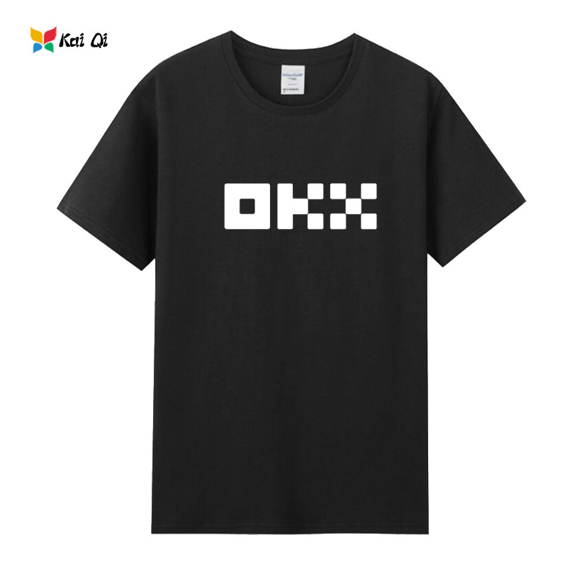 虚拟货币欧易OKX图案印花纯棉宽松创意个性短袖T恤衣服夏季半袖