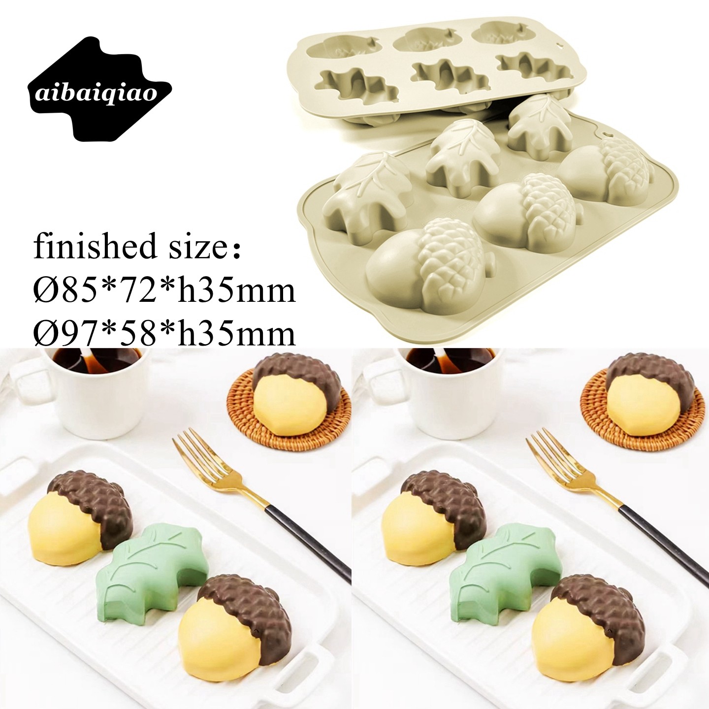 6连榛子甜品慕斯硅胶模具