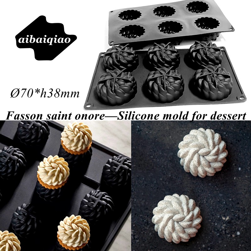 6连法松圣奥诺雷甜点硅胶模具