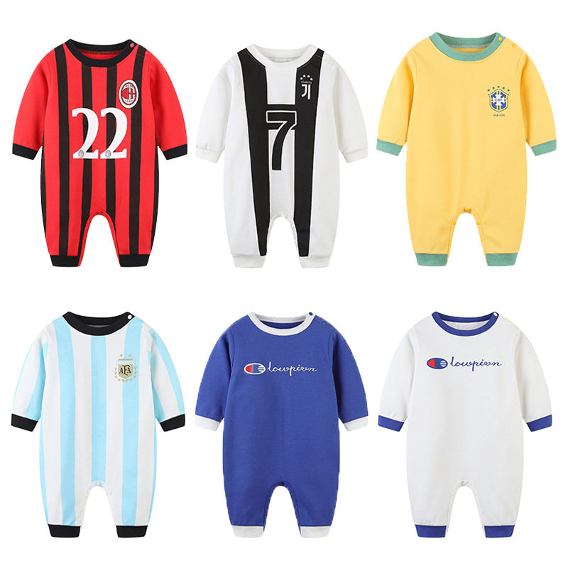 婴儿巴西湖人连体衣公牛春秋长袖足球服世界杯阿根廷梅西库里球衣