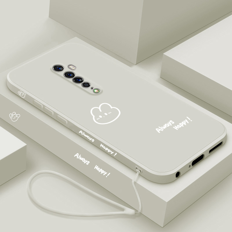 适用opporeno2z手机壳新款reno2液态硅胶软壳renoace个性renoZ镜头全包防摔十倍变焦版保护套网红卡通开心兔