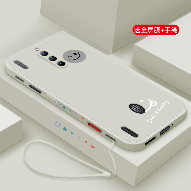 适用红魔8pro+手机壳新款努比亚红魔7液态硅胶7spro保护套红魔6R镜头全包6pro防摔软壳游戏男女卡通网红笑脸