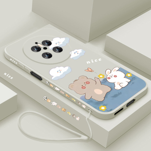 适用华为mate70手机壳新款mate70pro液态硅胶软壳meta70pro+镜头全包防摔保护套por十男女生卡通可爱小熊小兔
