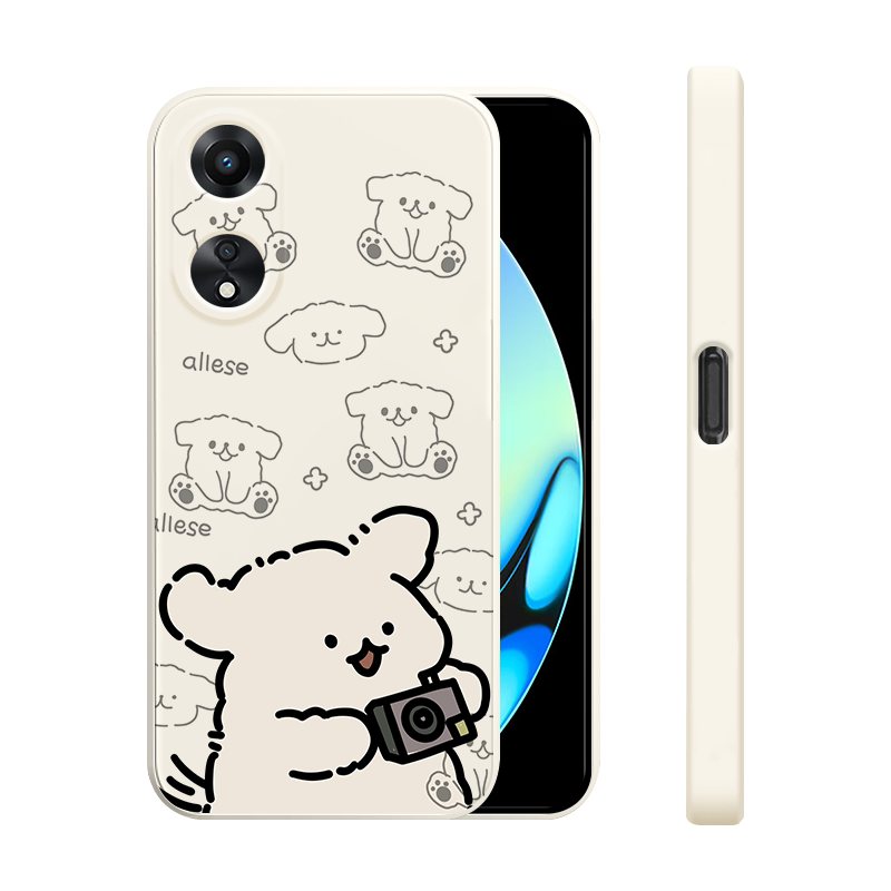 适用oppoA58x手机壳a58新款a57液态硅胶5G软壳0pp0男女生a56镜头全包防摔a56s超薄A55保护套卡通可爱外拍照狗