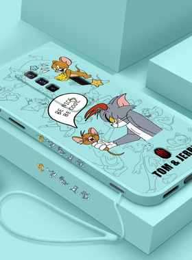 红魔7手机壳直边液态硅胶努比亚红魔7pro防摔新潮牌男5G全包镜头NX679J卡通情侣猫和老鼠女款NX709J创意个性