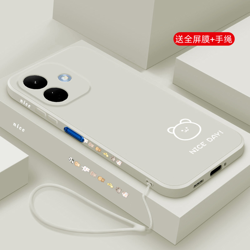 适用红米Note17pro手机壳新款小米Note17液态硅胶软壳Redmi镜头全包防摔保护套5G男女情侣简约创意卡通线条熊