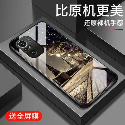 适用红米k40手机壳新款小米K40pro+钢化玻璃镜面保护套redmi潮男女生K40s镜头全包防摔k40游戏增强版硬壳街灯