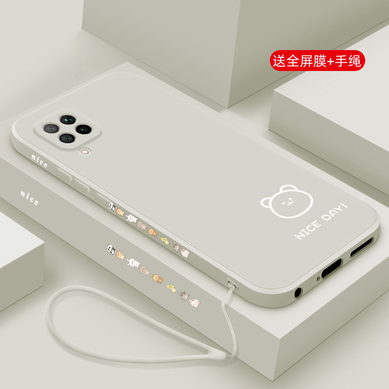 适用华为nova6se手机壳新款nova5ipro液态硅胶5z软壳nova5pro镜头全包4e防摔3i保护套2s男女情侣简约卡通小熊