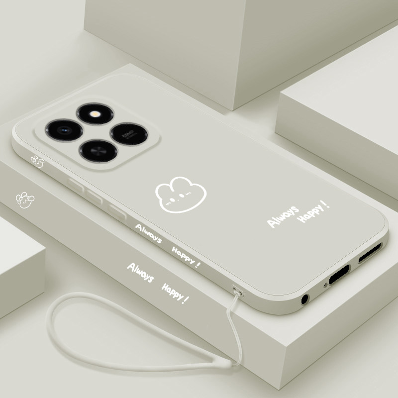 适用荣耀Play10T手机壳新款荣耀play10C液态硅胶软壳华为honor镜头全包防摔保护套男女生网红创意卡通开心兔