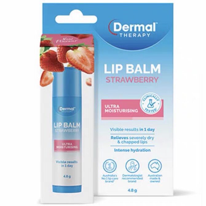 现货澳洲Dermal Therapy乐慕康Lip Balm唇膏草莓味4.8g