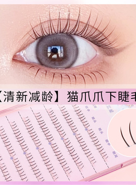 巨自然！猫爪下睫毛分段式极细透明梗单簇懒人小火苗假睫毛4-5mm