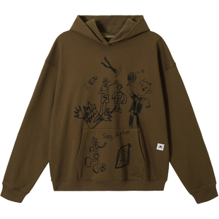 BETTWITH24AW运动派对满印连帽卫衣男女情侣455G高克重自发热面料