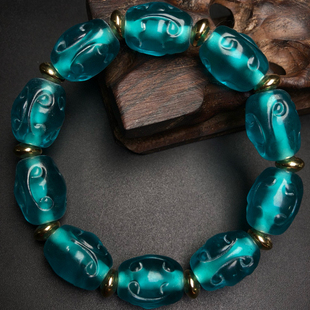 老琉璃如意纹转运珠手链男女款玉石玉器串珠配珠佛珠手串首饰礼物