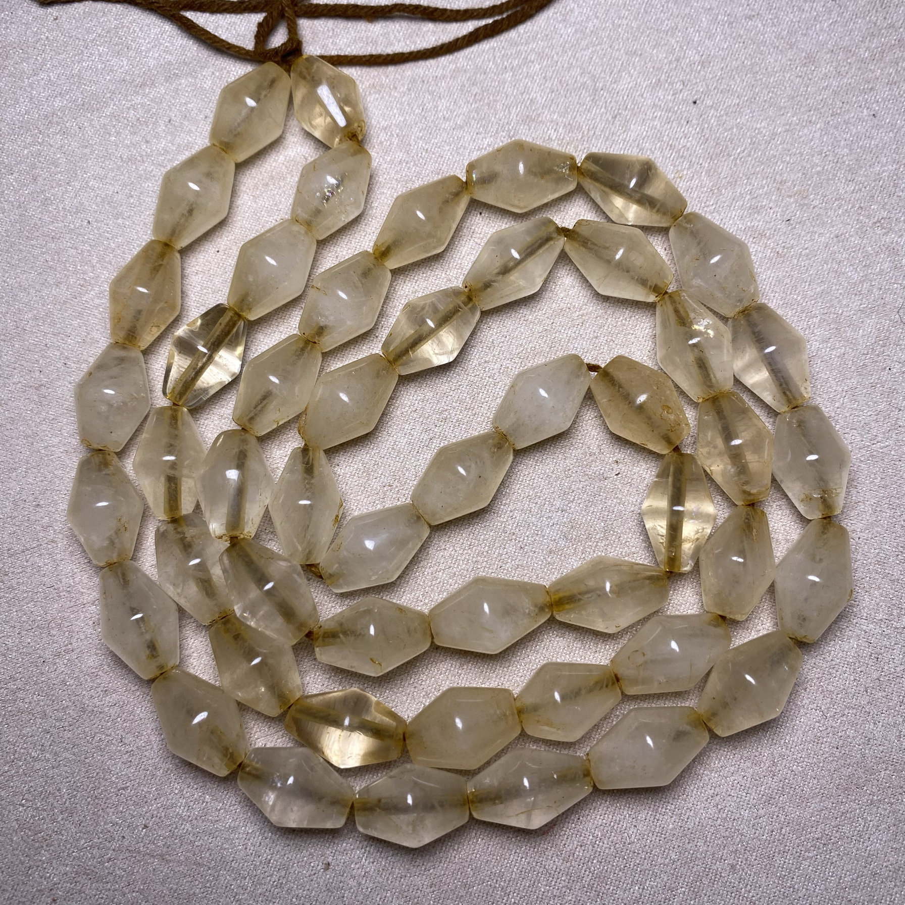 尼泊尔老水晶珠子长梭珠项链散珠通孔陀螺珠发簪头饰耳饰手作配件