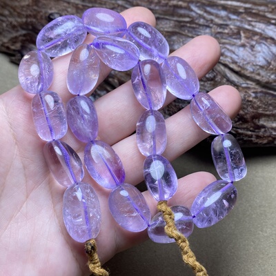 尼泊尔喜马拉雅老料紫水晶随形原石带彩光紫水晶民族风项链配饰