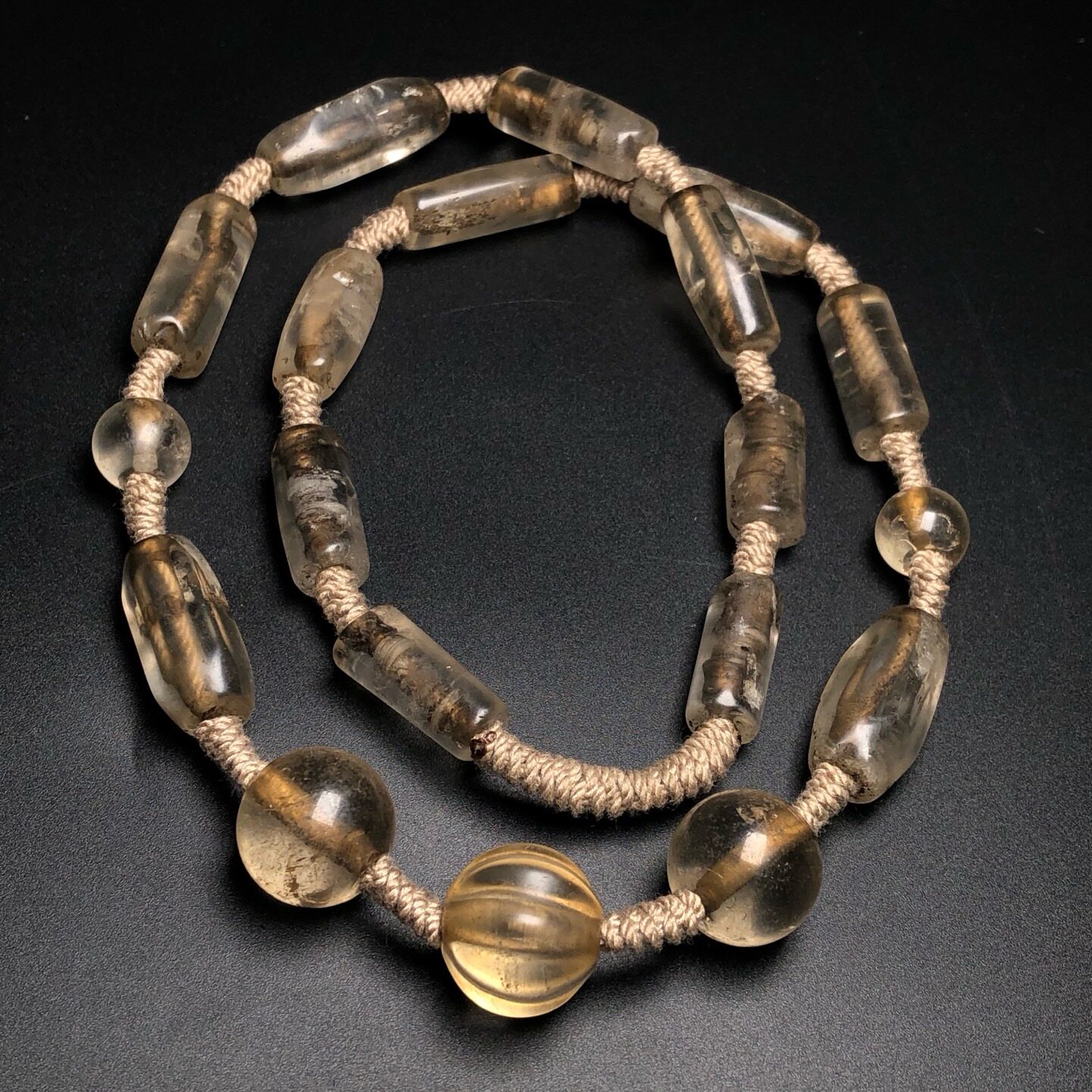 古玩文玩老水晶项链四方多棱珠尼泊尔白水晶多宝珠串水晶吊坠链子