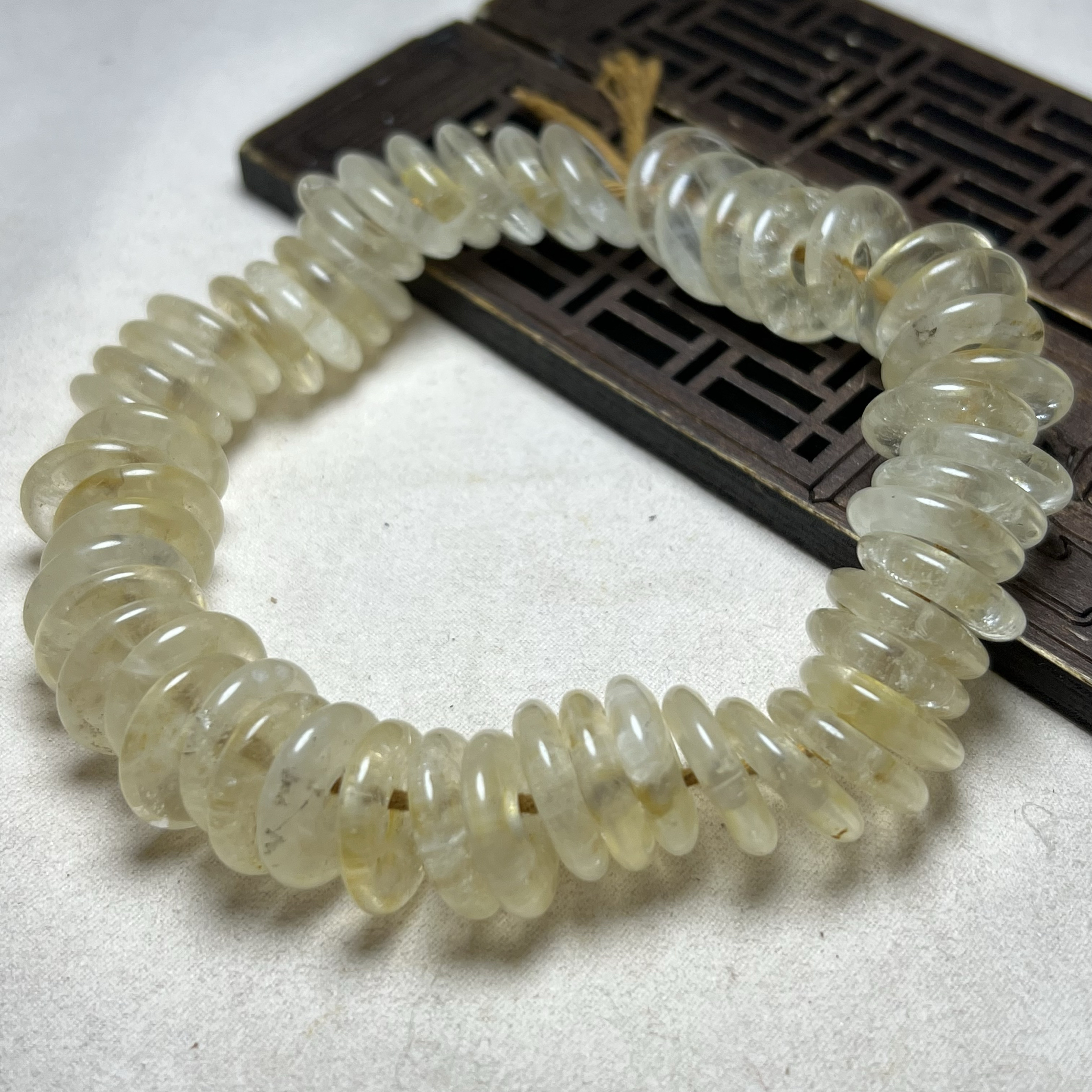 古玩收藏老料白水晶平安扣文玩配饰diy手链项链手串饰品配珠散珠