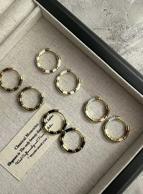 KITSH 复古彩色珐琅圆圈耳钉高级小众饰品多巴胺耳环耳圈耳扣耳饰