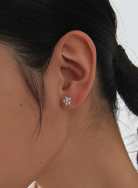 KITSH雪花锆石925银针耳钉小众ins精致轻奢小巧通勤简约耳环耳饰