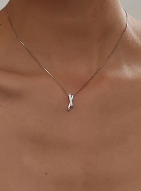 KITSH锆石打结项链女纯银锁骨链